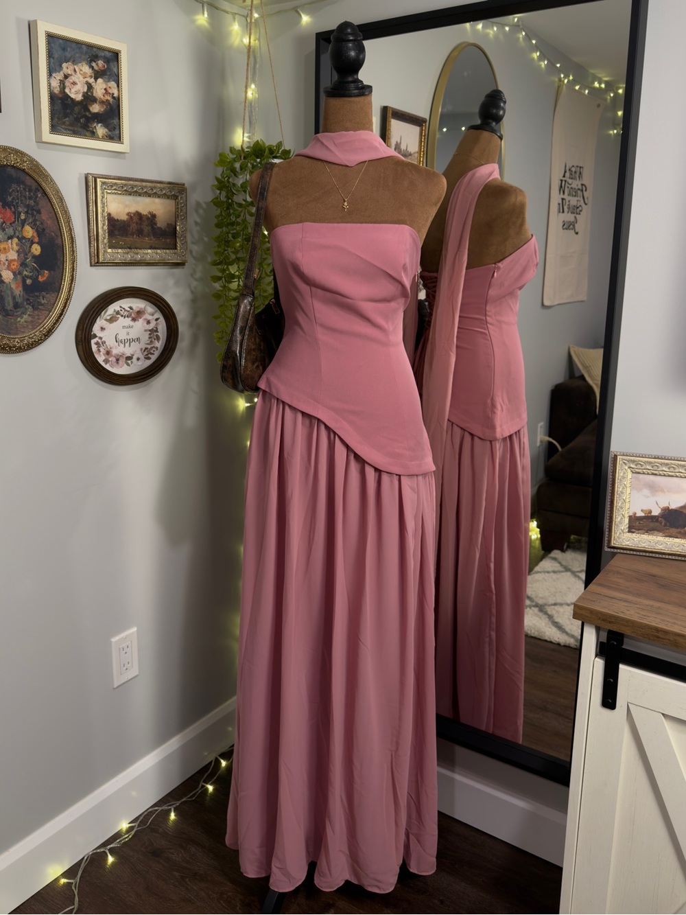 Dusty Rose Halter Maxi Dress